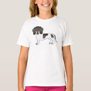 Zwart & Tan Pied Kortharige Dachshund Cartoon Hond T-shirt