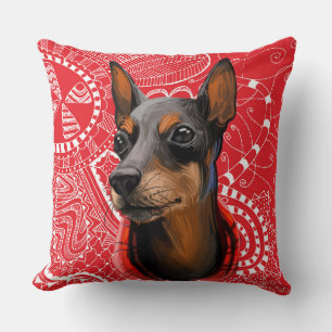 ZWART & TAN SPEELGOED MANCHESTER TERRIER DOG KUSSEN