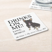 Zwart Tan Tricolor Frenchie Franse Bulldog Wedding Kartonnen Onderzetters (Schuin)