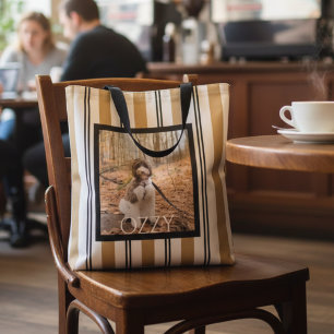 Zwart Tannestreepjes Huisdierfoto  Tote Bag