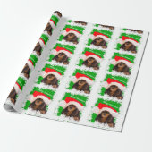 Zwart Tannish Cavalier King Charles Kerstpapier Cadeaupapier (Uitgerold)