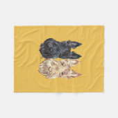 Zwart & Tarwe Schotse Terriërs Fleece Deken (Voorkant (Horizontaal))