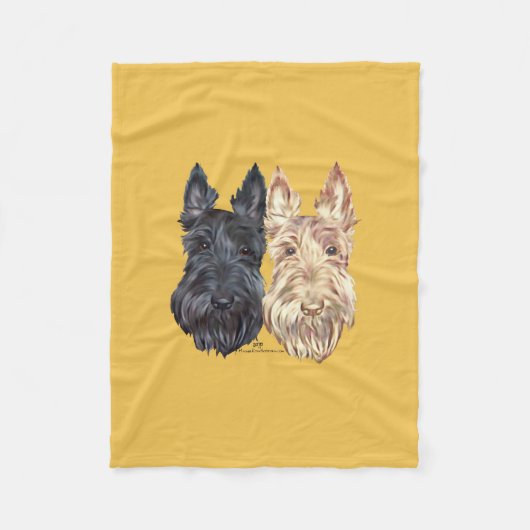 Zwart & Tarwe Schotse Terriërs Fleece Deken (Voorkant)