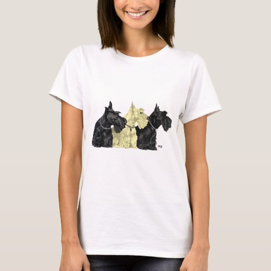 Zwart & Tarwe Schotse Terriërs T-shirt (Voorkant)