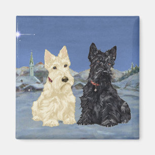 Zwart & Tarwe Schotse Terriërs Winter Magneet