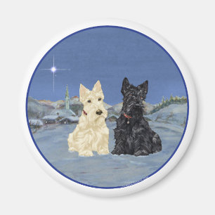 Zwart & Tarwe Schotse Terriërs Winter Magneet
