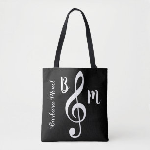 Zwart tas Monogrammed Treble Clef / muzieknoten