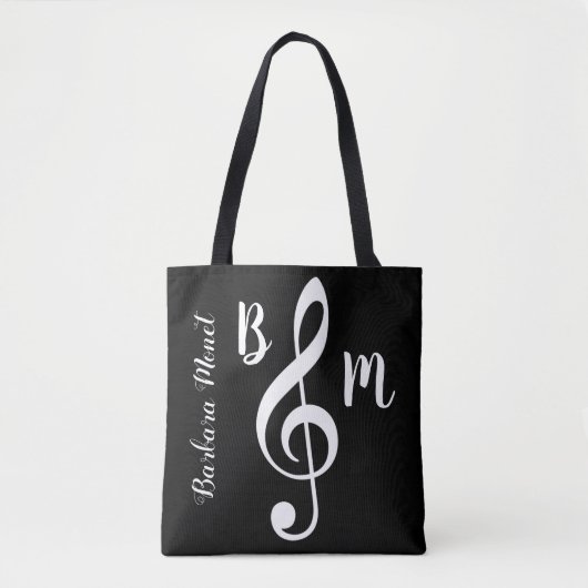 Zwart tas Monogrammed Treble Clef / muzieknoten (Voorkant)