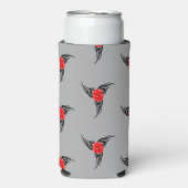 Zwart tattoo met rood rose grijs seltzer blikjeskoeler (Seltzer Voorkant)