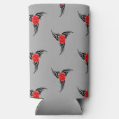 Zwart tattoo met rood rose grijs seltzer blikjeskoeler (Achterkant)