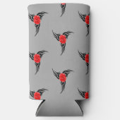 Zwart tattoo met rood rose grijs seltzer blikjeskoeler (Voorkant)