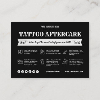 Zwart Tattoo Nazorg Kaart Sjabloon met Icon Visitekaartje