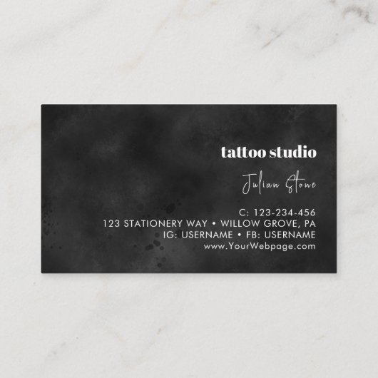 Zwart tattoo studio visitekaartje (Achterkant)