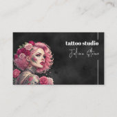 Zwart tattoo studio visitekaartje (Voorkant)