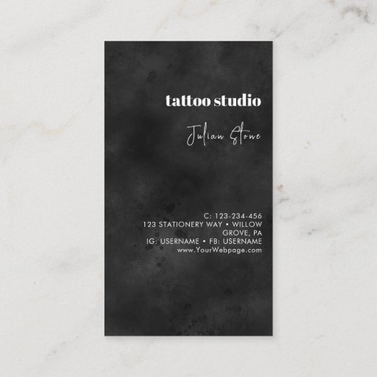 Zwart tattoo studio visitekaartje (Achterkant)