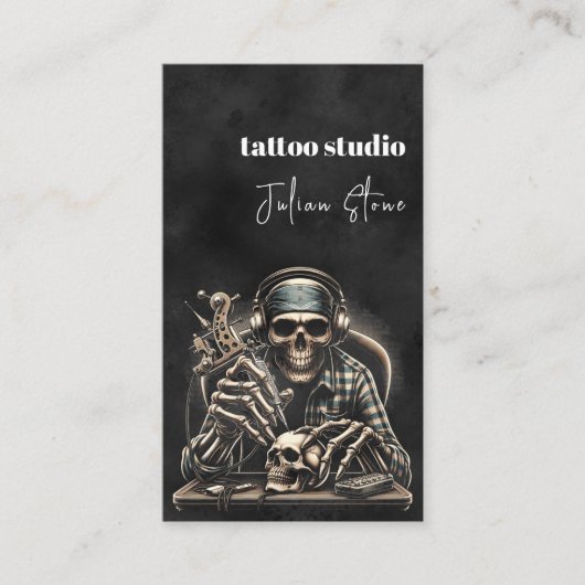 Zwart tattoo studio visitekaartje (Voorkant)