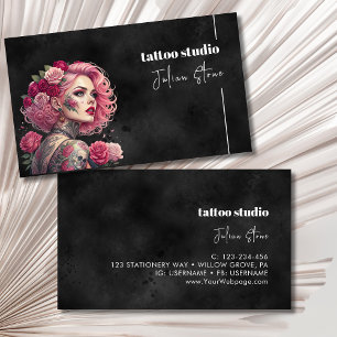 Zwart tattoo studio visitekaartje