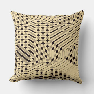 Zwart, taupe, botercreme patroon kussen