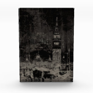 Zwart Taupe Distress Skyline Venetië Italië Kunst Fotoblokken
