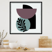 Zwart, Taupe en Blauw Abstract Shapes Poster (Keuken)