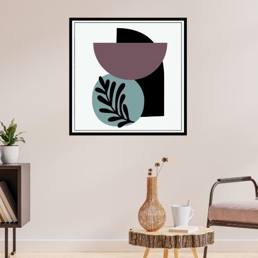 Zwart, Taupe en Blauw Abstract Shapes Poster (Woonkamer 3)