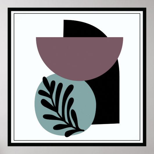 Zwart, Taupe en Blauw Abstract Shapes Poster (Voorkant)