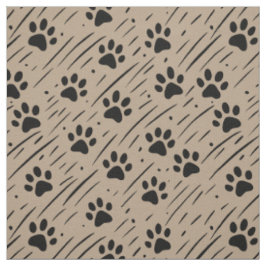 Zwart & Taupe Pootafdruk Katoenen Stof Per Yard