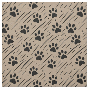 Zwart & Taupe Pootafdruk Katoenen Stof Per Yard
