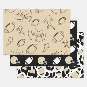 Zwart, Taupe & Wit Voetbal Kleurpatronen Inpakpapier Vel