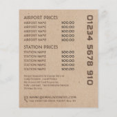 Zwart Taxi Cab-logo, Kraftpapier-effect prijstabel Flyer (Achterkant)