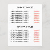 Zwart Taxi Logo, Taxibedrijf met Prijslijst Flyer (Achterkant)