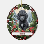 Zwart Teacup Poedel Puppy Custom Kerstmis Keramisch Ornament (Links)