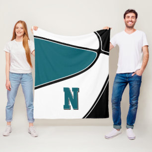 zwart teal basketbalteamkleuren jongens meisjes fleece deken