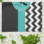 Zwart Teal Chevron Theedoek (Gevouwen)