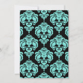 Zwart & Teal Damast Chic Elegant Zoete 16 Feestje Kaart (Achterkant)