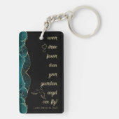 Zwart, Teal en Goud Elegant Script Persoonlijk Sleutelhanger (achterkant)