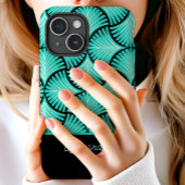 Zwart Teal Retro 1920s Gatsby Palmen Script Naam Case-Mate iPhone Case