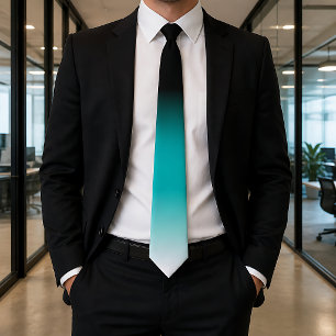 Zwart Teal Wit Ombre Stropdas