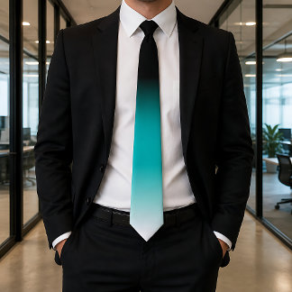 Zwart Teal Wit Ombre Stropdas
