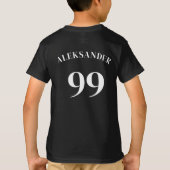 Zwart Team Logo Naam Nummer Modern Sport T-shirt (Achterkant)