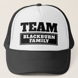 Zwart team op maat gesneden teamnaam of familienaa trucker pet