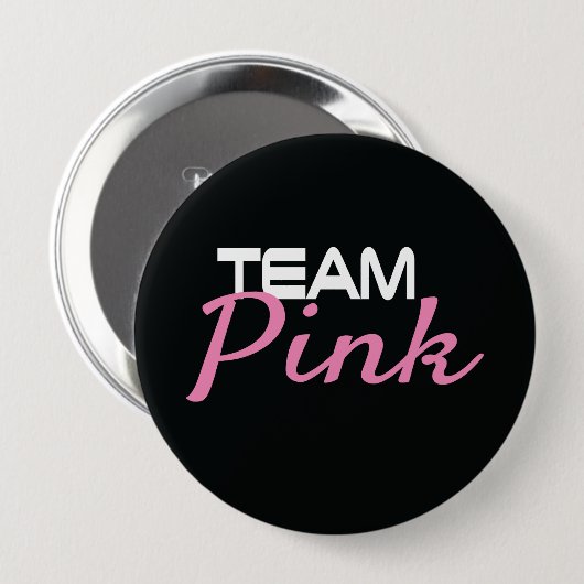 Zwart team Roze geslacht onthullen Button (Voorkant /achterkant)