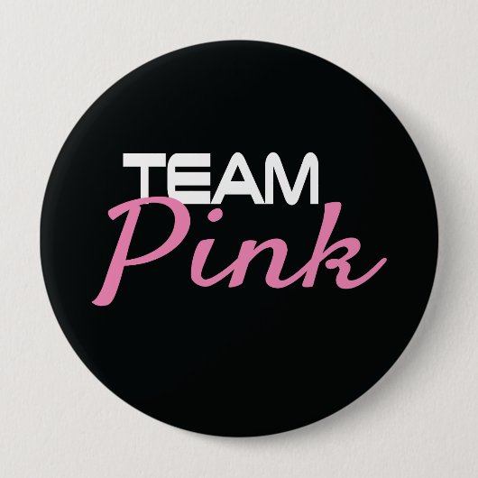 Zwart team Roze geslacht onthullen Button (Voorkant)