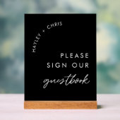 Zwart teken ons gastenboek bruiloft acryl teken acryl bord (Neutraal)