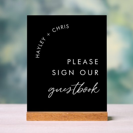 Zwart teken ons gastenboek bruiloft acryl teken acryl bord (Neutraal)