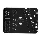 Zwart tekenreekslampjes monogram bruiloft opslaan magneet (Horizontaal)