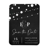 Zwart tekenreekslampjes monogram bruiloft opslaan magneet (Verticaal)