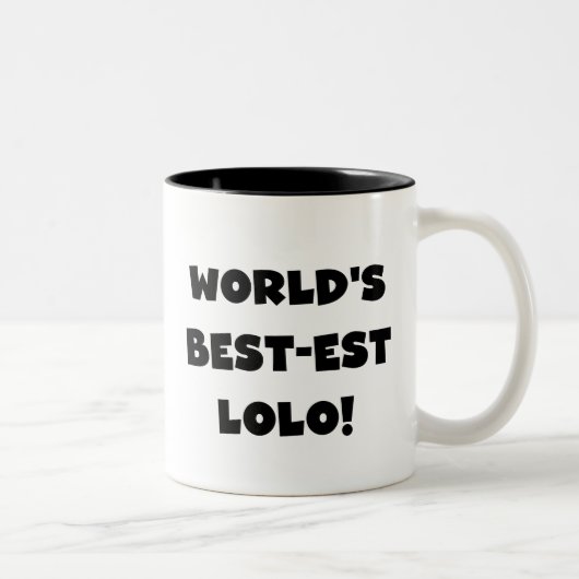 Zwart Tekst Best-est Lolo T-shirts en geschenken Tweekleurige Koffiemok (Rechts)