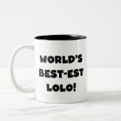 Zwart Tekst Best-est Lolo T-shirts en geschenken Tweekleurige Koffiemok (Links)