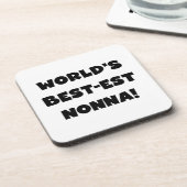 Zwart Tekst Best-est Nonna T-shirts en geschenken Bier Onderzetter (Linkerzijde)
